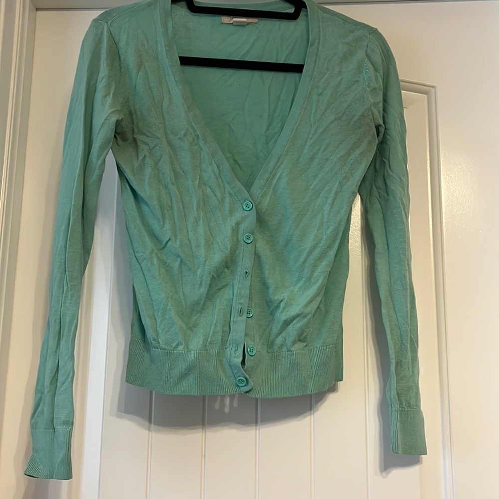 Light teal button up cardigan